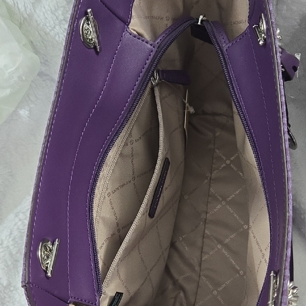 Michael Kors Purple Signature Canvas Tote - Picture 4 of 12
